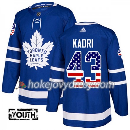 Dětské Hokejový Dres Toronto Maple Leafs Nazem Kadri 43 2017-2018 USA Flag Fashion Modrá Adidas Authentic